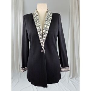 St. John Evening Blazer Women's 10 Black Santana Knits Jacket Old‎ Money Elegant